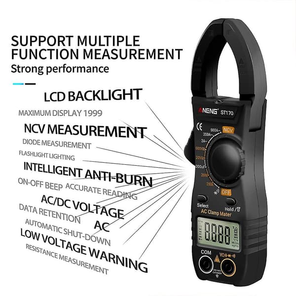 Digital Multimeter 1 Set Klämma Meter Multimeter Meter Multimeter Bärbar Ström Testare Multimeter Batteri Batteri Batteri Testare