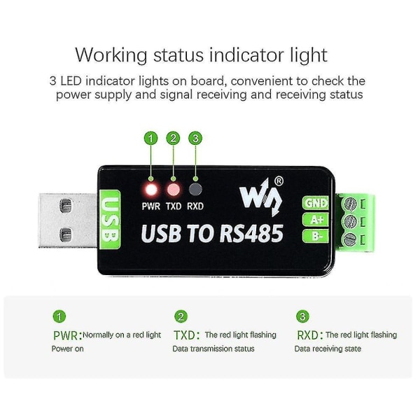 USB till RS485 seriell omvandlare RS485 kommunikationsmodul 300-921600bps inbyggt Esd-skydd Cir