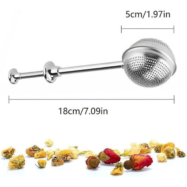Retractable tea strainer with ball stainless steel diffuser and ball handle