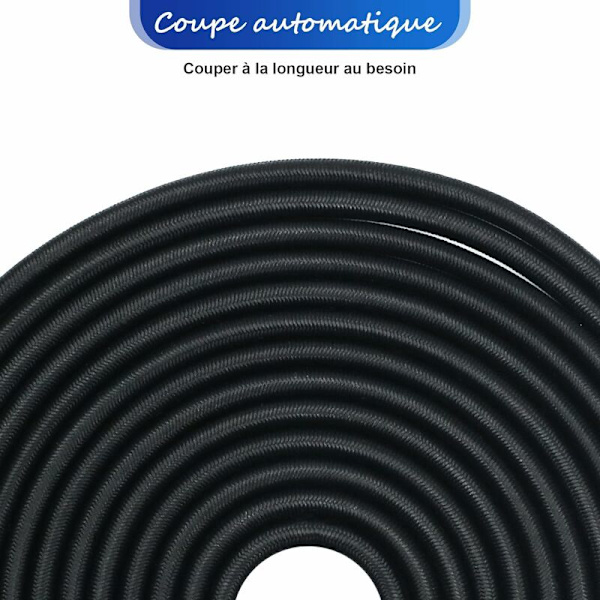 Elastisk spænder 5mm 15m sort elastisk snor elastisk spænder med krog elastikbånd til presenning cykelkrog fastgørelseskrog (sort 5mm x 15m)