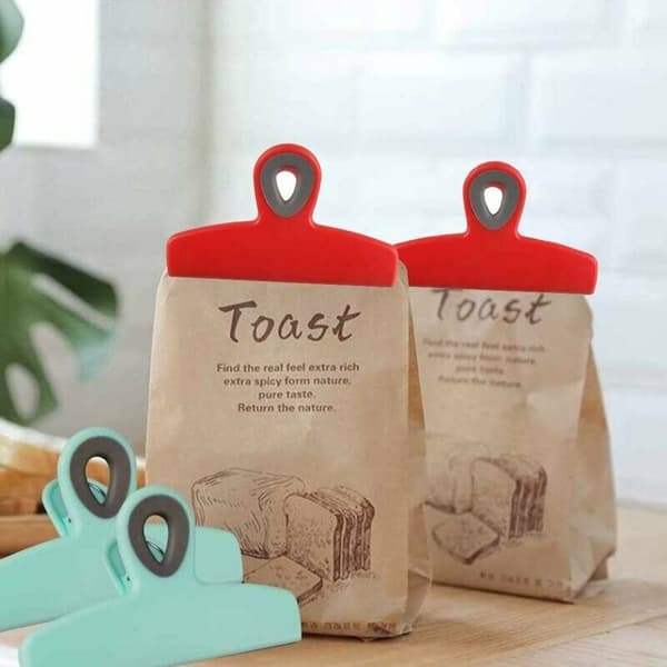 Potatischips-påsklämmor för mat, 4 stora, robusta potatischips-påsar för förvaring i köket, 13,5 cm breda
