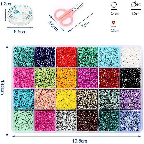 24 rutnätsglaspärlor lösa pärlor Bakning lackpärlor Färgglada hirspärlor Set-1（4mm 6000st）