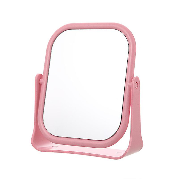 Dubbelsidig Sminkspegel för Skrivbord, Rotationsbar Student Sminkspegel, Bärbar Klädspegel, Prinsesspegel - Kvadratisk Rosa