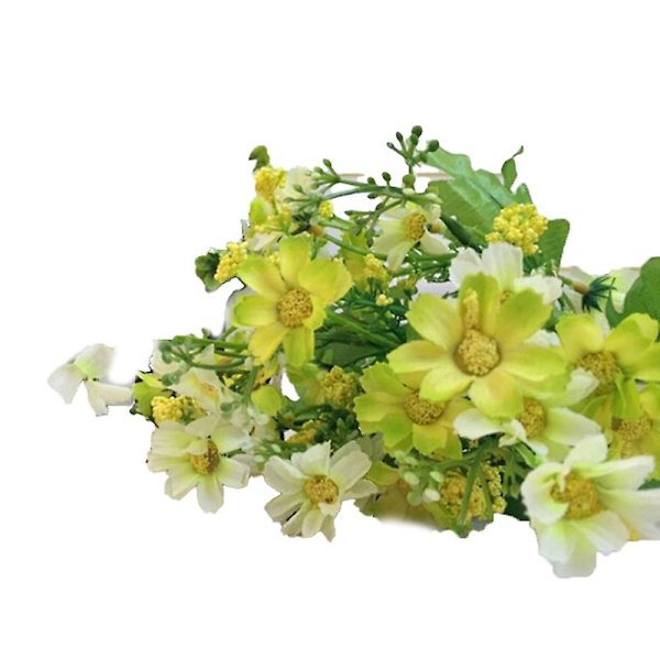 1 Bukett 28 Huvuden Konstgjord Falsk Daisy Blomma Hem Kaffebutik Bröllopsdekor (Vit Grön)