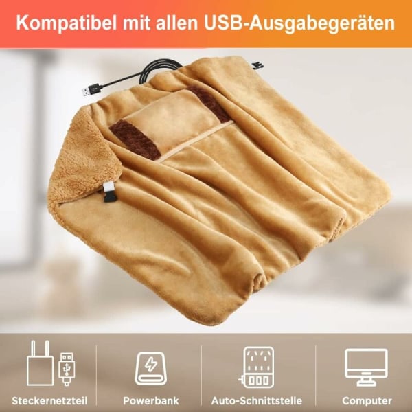 USB-Heizdecke 60x80cm Waschbare Heizdecke Kleiner Lammwoll-Flanell-Schal mit ??berhitzungsschutz für ??ltere Kinder Weihnachten Neujahr