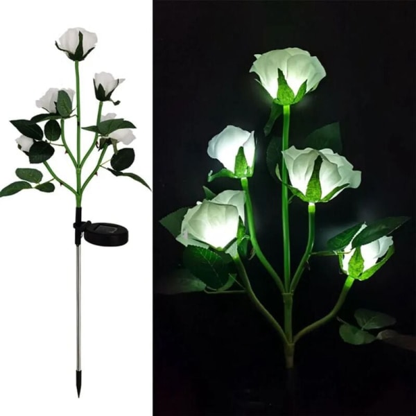 5 - LED Solar Rose Flowers Solar Light Lamp Light 75cm Valkoinen? Ruusu maisemavalaisin ulkovalot puutarhan koristelu