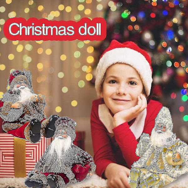 Jultomte sittande docka, tyg juldocka gammal man docka dvärgdocka juldekoration barnleksaker