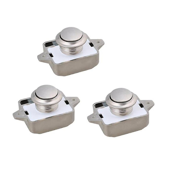 3 st Car Push Lock Diameter 26mm Rv Husvagn Båt Knapplås Nikel