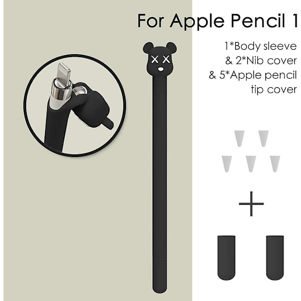 Love Mei Silikonfodral för Apple Pencil 1:a generationen - Skyddande Skal, Nibskydd, Halksäker, Mjuk Grepp, Söt Björndesign