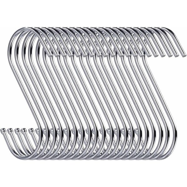 Paket med 50 S-krokar, 9 cm hängande krokar, klädkrokar, hängande krokar, klädhängare (silver)
