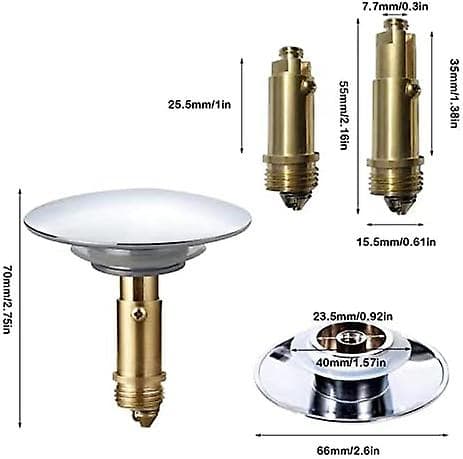 Badrum tryck pop-up klickstopp, 66mm tryck diskhoavlopp stopp pop-up stopp
