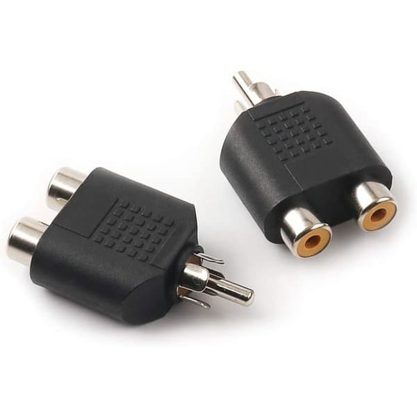 Han til 2 RCA-hun lydstik, RCA M til 2 RCA-hun stereo lydadapter, 2-pak (RCA M-2xRCA F).