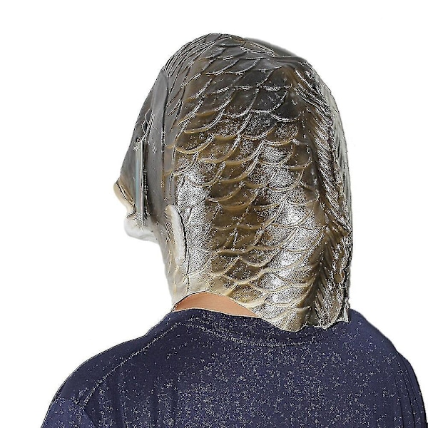 Svart fiskmask Latex djurhuvudmask Grå fiskdräkt huvudbonad Maskeradfest Vuxen
