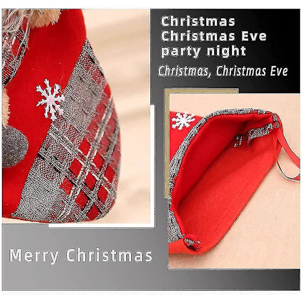 3st julstrumpa Jultomten Godis Sock Presentpåse Julgranshängande dekorpåse för jul heminredning