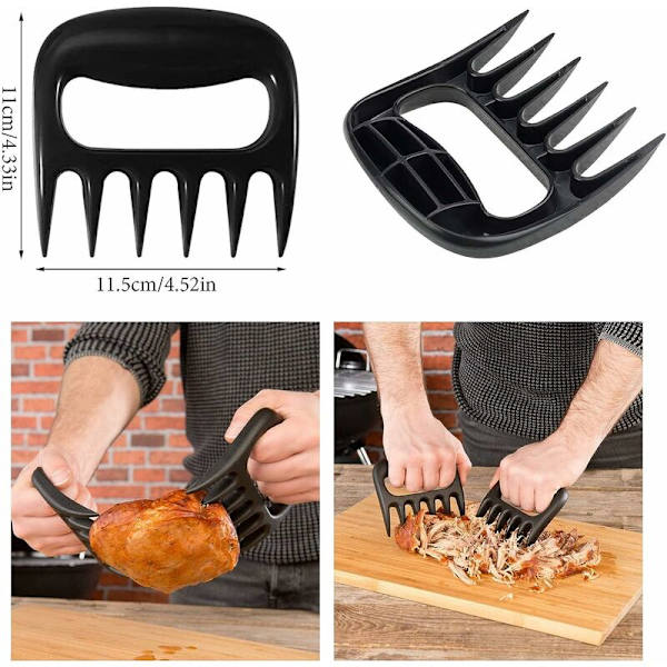 Kødkløer Grill Bjørnekløer Gaffler Holdbart Materiale Kløer ?? Varme BBQ Pulled Pork Kød BBQ Pulled Pork til Grillning Pulled Pork Oksekød (2 Stykker)
