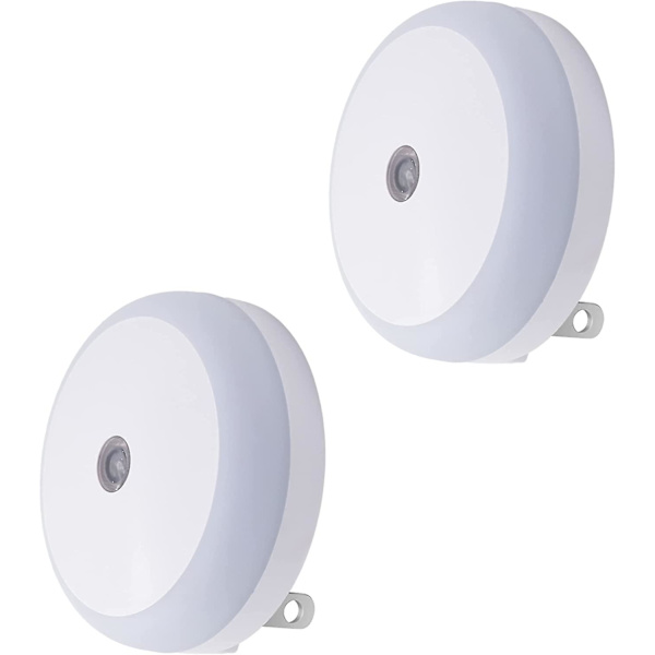 2-pack LED-nattlampa, med skymningssensor, bärnstensfärgad nattlampa, nattlampa med stickkontakt för sovrum, badrum, hall, trappor, barnrum