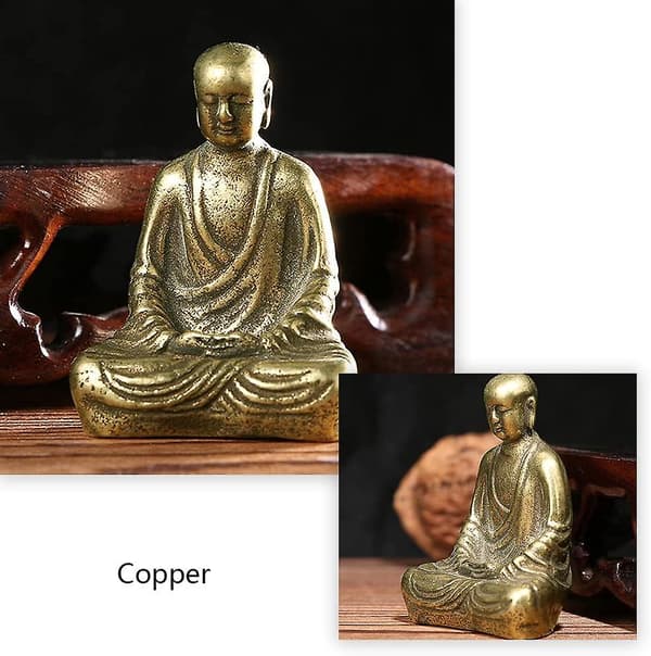 Buddha Mini Solid Bronze Buddha Statue Ksitigarbha Bodhisattva Peaceful Buddhist Buddha Statue