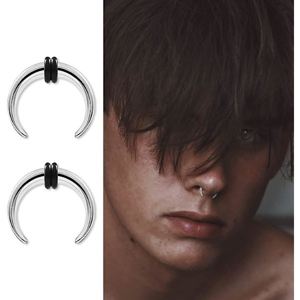 2 st Nose Ring Kirurgiskt Stål Silver Rund Honey Pump Cushion Konisk Örhängen (1.2x8mm)
