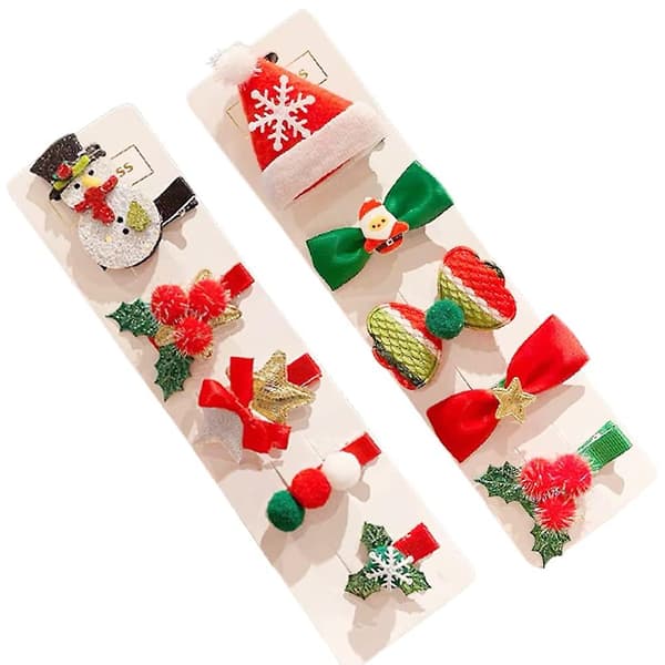 10-pack Hårklämmor Tomteluva Rosett Flickor Håraccessoarer Julgranssockor