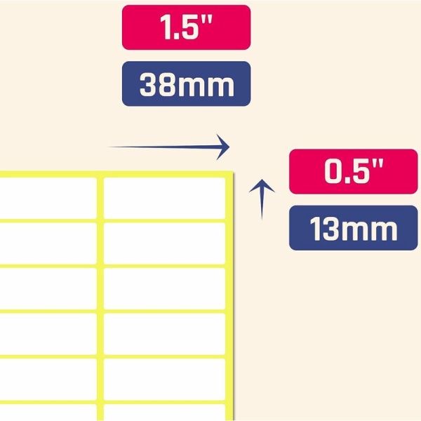 840 stk., 38 x 13 mm, hvide selvklæbende etiketter (mappet-etiketter)