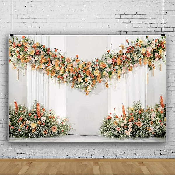 Beautiful Flower Wall Pink Flower Grass Wedding Party Decoration Vinyl Photo Background Cloth