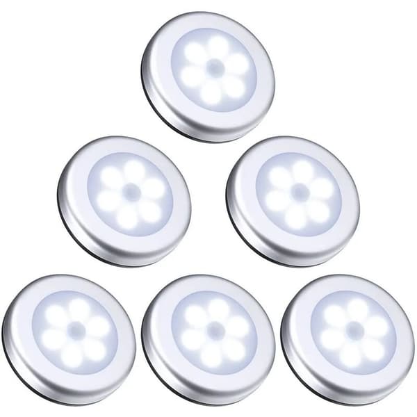 Rörelsesensor Nattlampa, LED Batteri Rörelsesensor Billampa, Skåpslampa, 6-pack