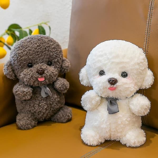 Söt Simulering Bichon Frise Plyschleksak Brun