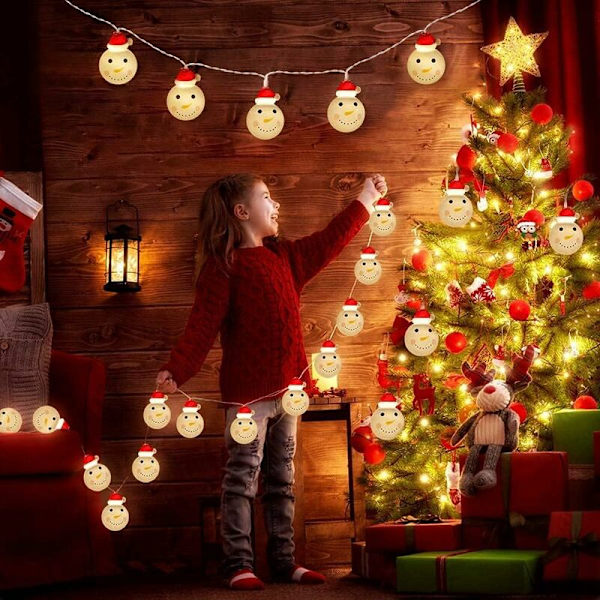 Jouluvaloketju lumimies 2m 10 LED joulukoriste kotiin, puutarhaan, makuuhuoneeseen ja sisä- ja ulkokoristeluun