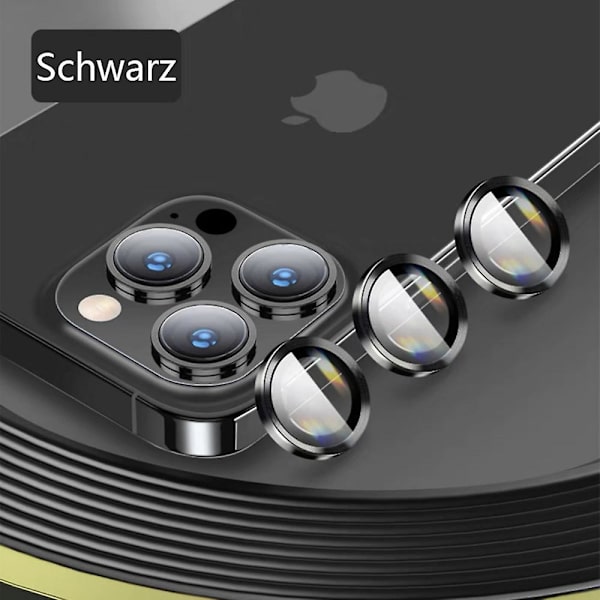 Kameraskydd för iPhone 13 Pro/iPhone 13 Pro Max Kameraskottsäkert glas, Anpassad metallring skärmskydd Härdat glas Skottsäkert Anti-scratch Kameraskydd (Svart)