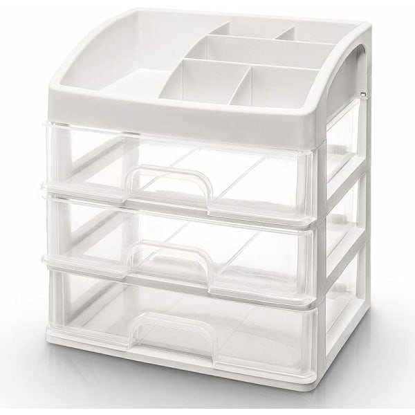 Klar plastik makeup organizer, 3-lags makeup børste opbevaring med lynlås, 4-lags opbevaring (fire lag)