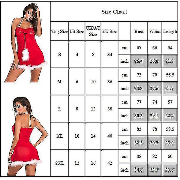 Dam Jul Sexig Nattklänning Santa Fancy Dress Babydoll Underkläder Nattkläder Sovkläder