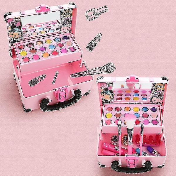 1 set Kids Makeup Kit för flickor Säker kosmetika leksaker Set kosmetika leksaker