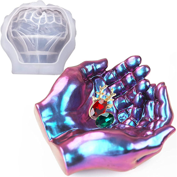 Händer Resin Form, Händer Form Modellbricka Silikon Epoxy Gjutform För DIY Smycken Förvaringsskål, Godissskål, Sukkulenter, Heminredning Hantverk