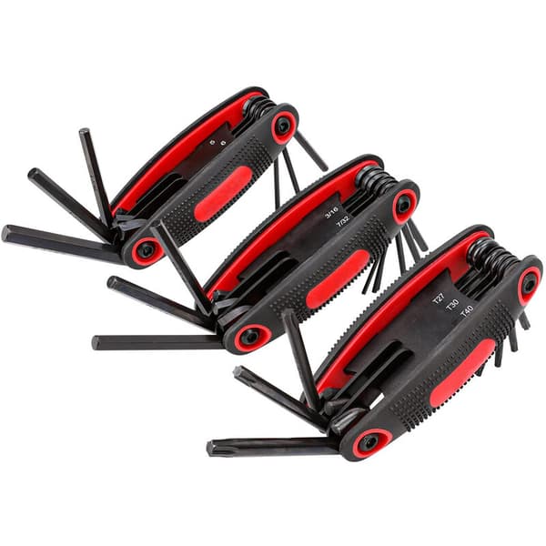 Sæt med 3 unbrakonøglerammer Metrisk/SAE/TORX-mål