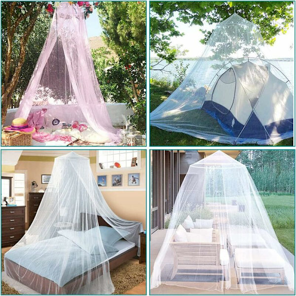 Sängmyggnät, Sänghimmel i Rosa Tulle för Vuxna och Flickor, Vikbart Myggnät för Enkelsäng