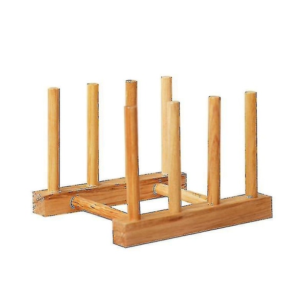 Diskställ i massivt trä, diskställshylla, diskställ i bambu, diskställ, diskställ, torkställ, förvaringsorganisatör för köksskåp-1