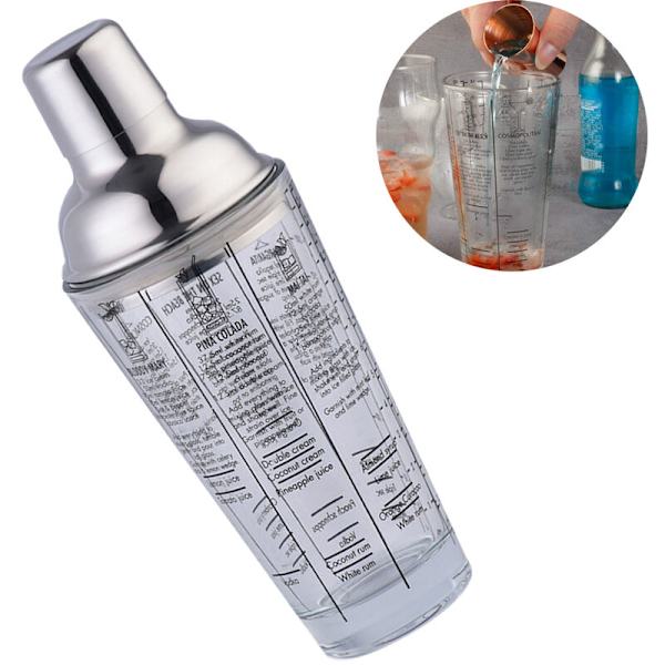 Cocktail Shaker 400 ml - Blandet Mixer i Glas og Rustfrit Stål Top Cobbler Shaker - Perfekt Gave til Begyndere