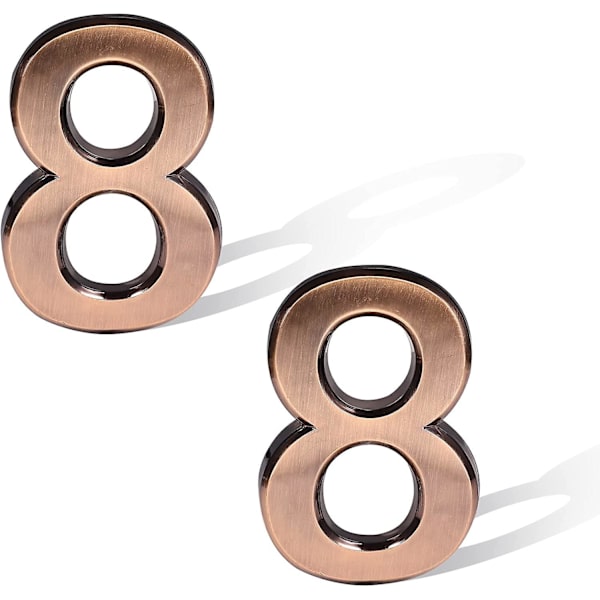 2 st 7 cm brons brevlådenummer, självhäftande adressnummer klistermärke husnummer (nr 8)