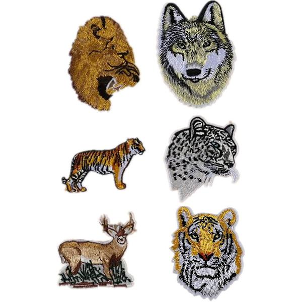 5 st Lejon Tiger Leopard Varg Hjort Djur Världen Serie Broderi Applikation Leopard Print