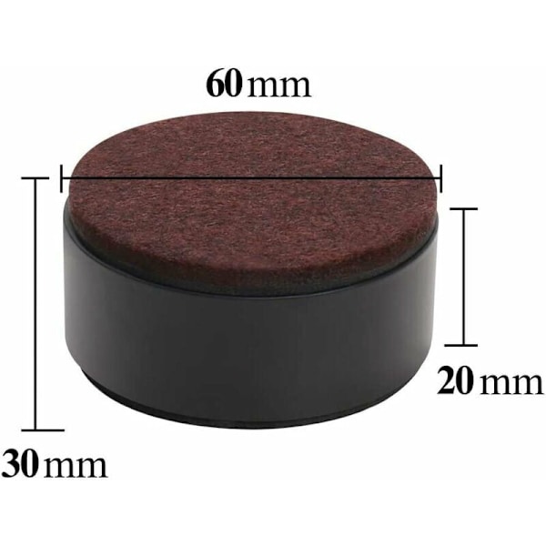 Möbelben 3 cm möbelhöjare i kolstål, 6 cm sänghöjare i kolstål, möbelhöjare för möbelhöjd 3 cm, svart rund