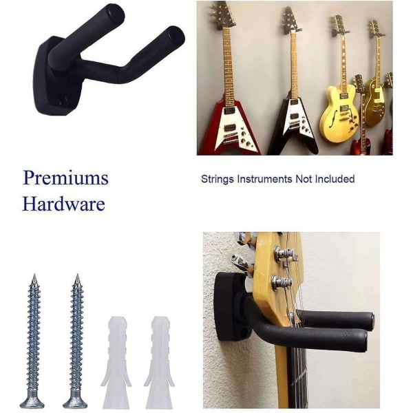 Gitarrhängare för vägg Gitarrvägghängare 2-pack Håll gitarrväggkrokhållare Montera Display Tioamy Guitar Wall