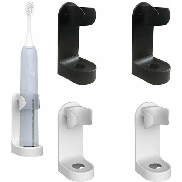 Elektrisk tandborsthållare, 4-delad tandborsthållare Organizer, plasttandborsthållare (svart och vit??)