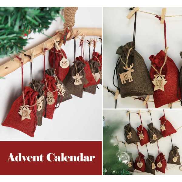 24 stycken adventskalender att fylla julkalender julpåsar DIY adventskalender att fylla julpåsar Dekor