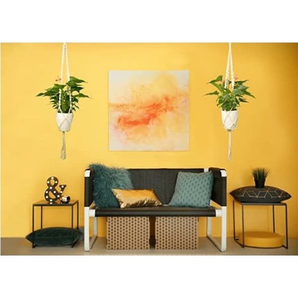 Set med 4 blomkruka växtkrukor inomhus utomhus macrame växtkrukor