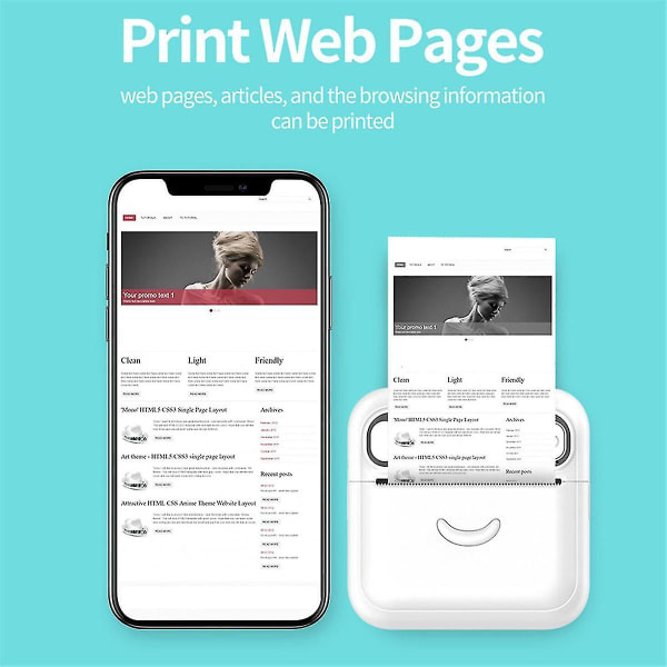 Mini Pocket Printer, Bärbar Bluetooth Thermal Printer, För Android eller Ios App, Inkless Printer Ki