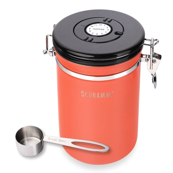 Schramm® kaffeburk 1800 ml i 10 färger med doseringssked Höjd: 19cm Kaffeburkar Kaffeburk i rostfritt stål, färg: orange