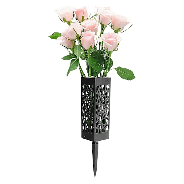 Plastkyrkogårdsvas för grav Svart Hållbar ihålig blomvas Anti-deformerad