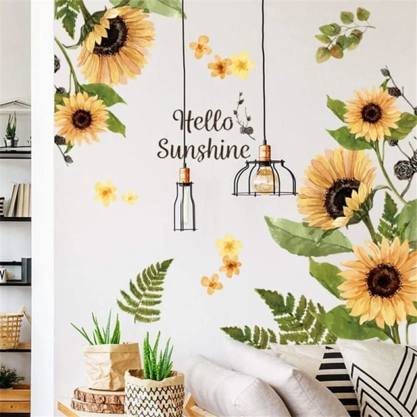 DIY wall sticker tattoo mural, sunflower adhesive film wall sticker, self-adhesive wall decoration for living room, bedroom, window