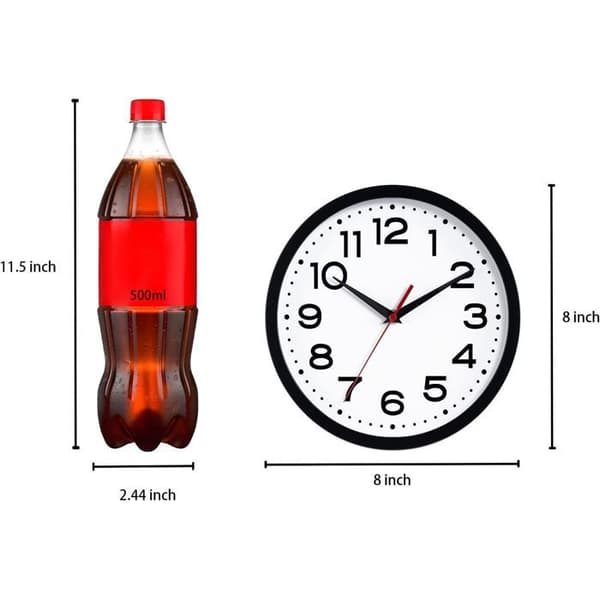 1 Väggklocka, 20 cm, analog, tyst, vit urtavla, svarta siffror, kök vardagsrum kontor.