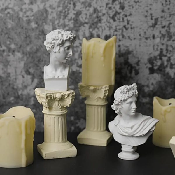 Fotografi rekvisitter mini romersk simuleringssøjle kunstigt stearinlys fotostudie baggrund ornamenter beige model stearinlys